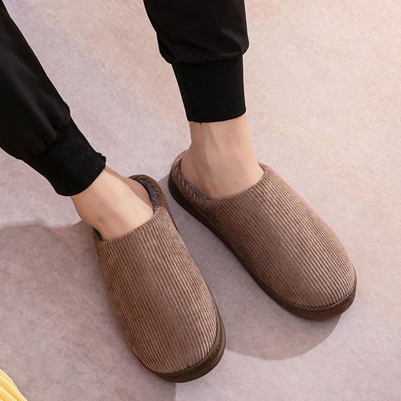 Winter Slippers Women Cotton Shoes Thick Fleece Warm Mens Plus Size Slides Home Indoor Casual Slippers