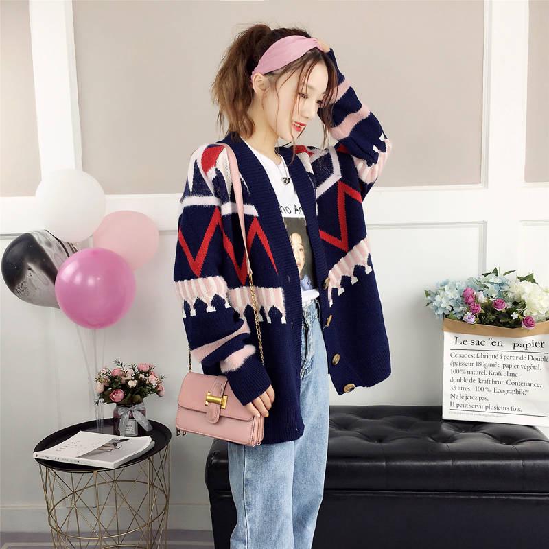 Fall Sweater Cardigans Women 2019 V Neck Open Stitch Loose Sweater Jacket Clothes Female Knit Coat