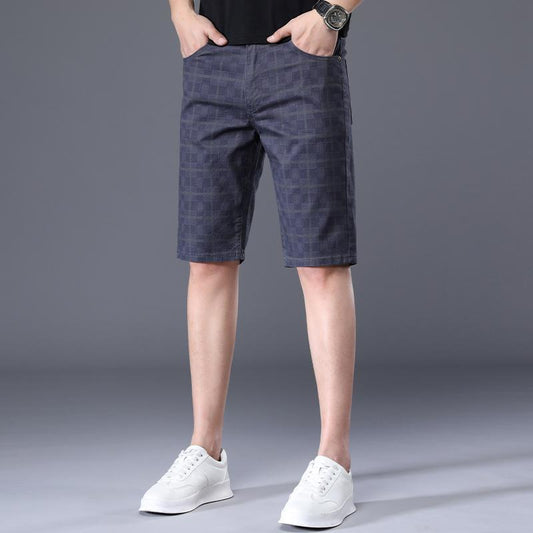 Men's Shorts Summer Thin Cotton Plaid Casual Sports Loose Five-point Pants Beach Pants