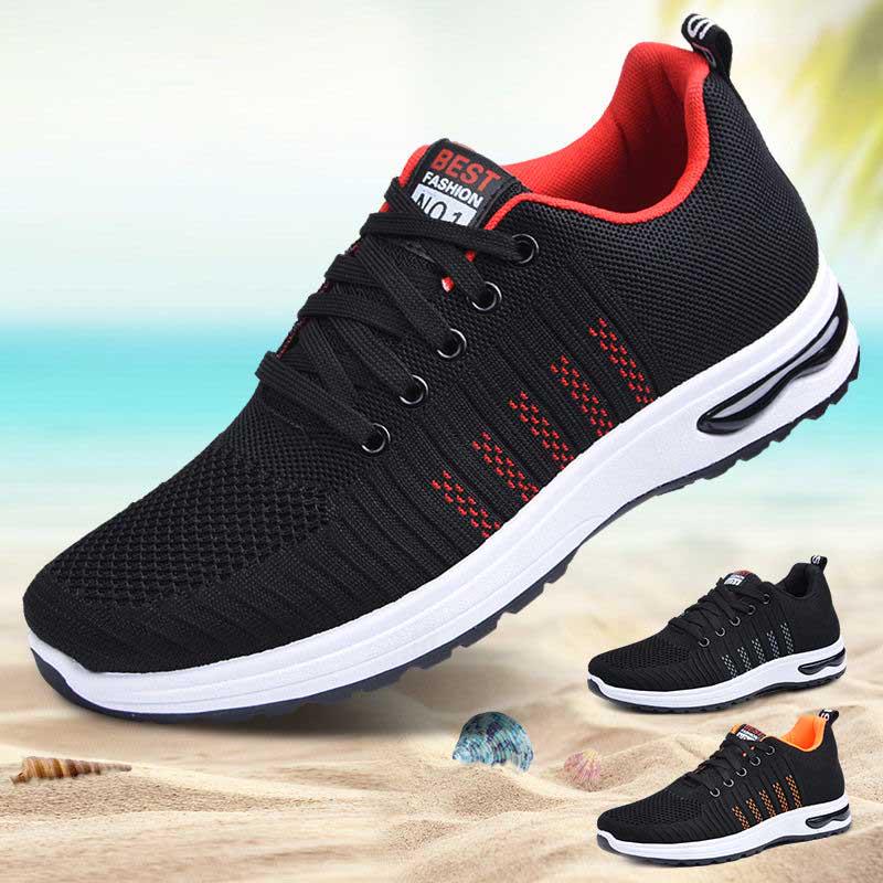 Plus Size 39-44 Men Black Running Shoes Lightweight Sneakers Breathable Outdoor Sports Shoes Comfortable Deodorant Running Gym Shoes