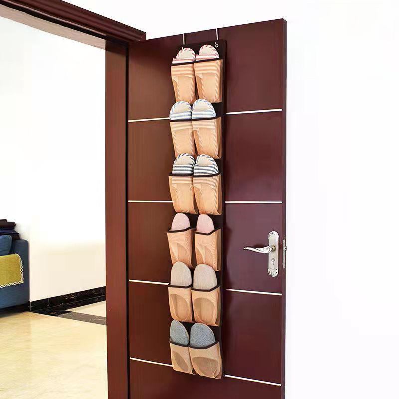 12/24 Grids Shoe Storage Bag Behind The Door Grid Hanging Bag Finishing Bag Wall Hanging Debris Storage Bag Wardrobe Multi-layer Cloth Bag