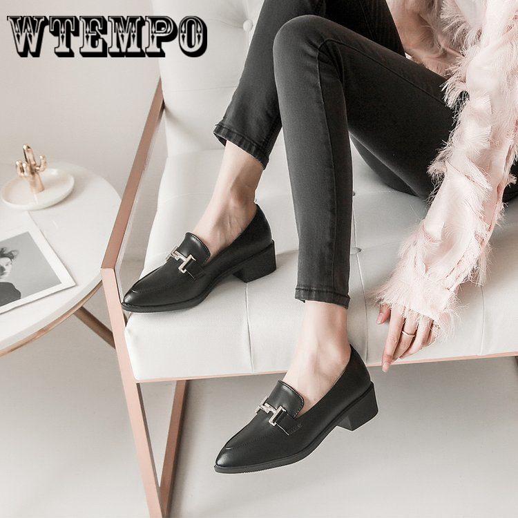 Women's Leather Shoes Flat Shoes Loafers One-pedal Ladies' Flat Shoes Casual Leather Shoes Soft Leather Pointed Toe All-match British Style Work Shoes