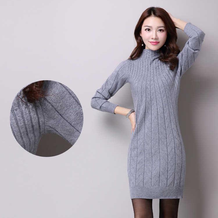 Large Size Sweater Cashmere Sweater Female Long Sweater Thin High Collar Sweater Warm Thickening