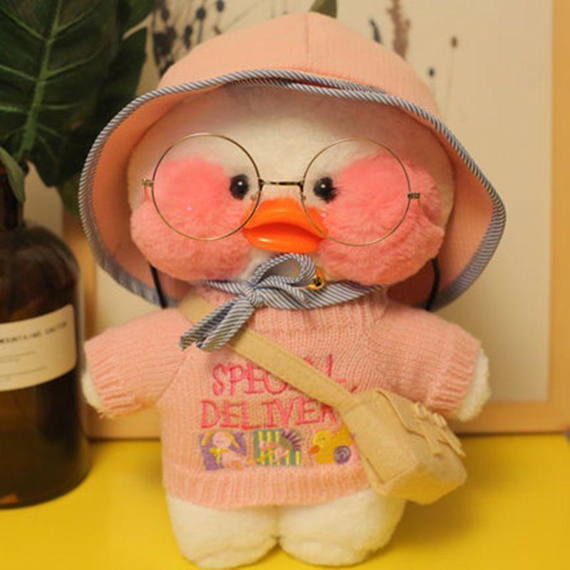 Children's Lovely Little Duck Plush Toys Soft Wear Sweater and Hat Duck Dolls Cute Glasses Shoulder Bag Plush Ducks Doll Kid's Birthday Gifts