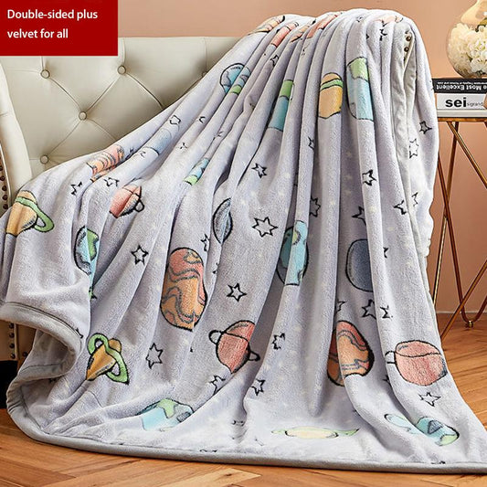 Coral Fleece Blanket Double-sided Plus Fleece Snowflake Fleece Blanket Towel Quilt Sofa Cover Blanket Nap Winter and Summer General