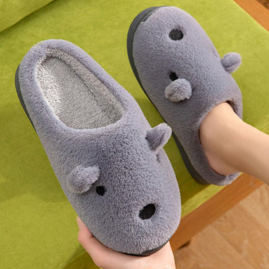 Autumn and Winter Pure Cotton Slippers Indoor Non-slip Soft-soled Shoes Warm Simple Plush Cotton Shoes