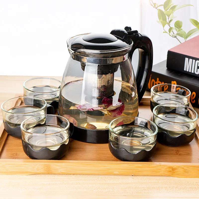 1000/2000ML Teapot Glass High Temperature Resistant Teapot Single Pot Large Capacity Tea Set Flower Teapot Kettle Set