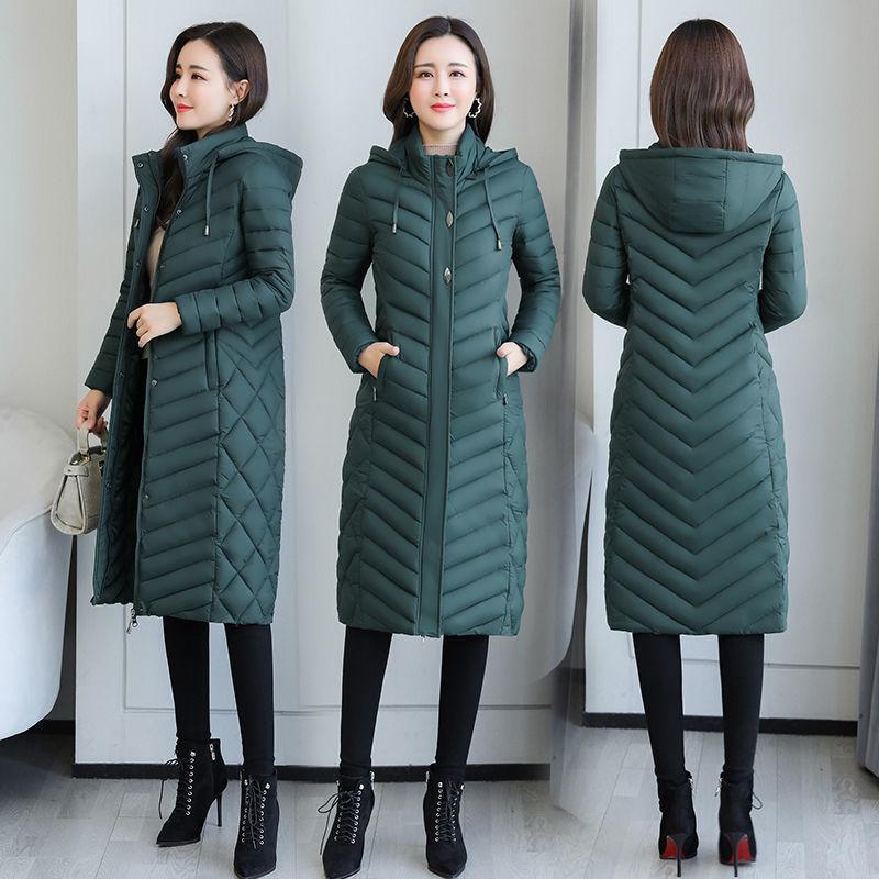 Women's Mid-length Down Jacket Winter Korean Loose Cotton Clothes Casual Hooded Padded Jacket Quilted Jacket