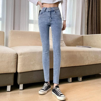 Women High Waist  Jeans  Thin Pencil Pants  Denim Stretch  Slim Female Trousers Spring Autumn