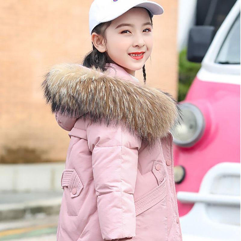 Girls' Winter Warm Cotton Coat Mid-length Plus Velvet Padded Cotton Jacket Korean Fashion Windproof Jacket