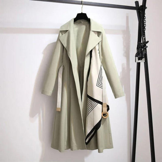 Women Trench Coat Fashion Fall Winter Casual Cotton with Over Size Vintage Long Coats Overcoats Top   Outwear