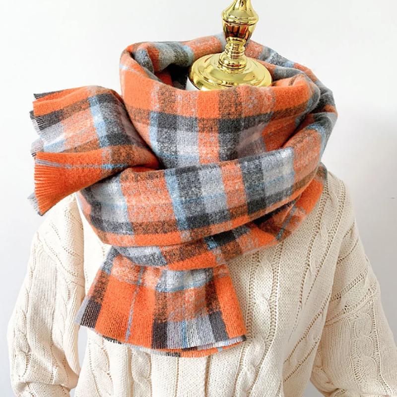 Solid Color Knitted Wool Scarf Winter Thickening Warmth Soft Sister Scarfs Women Wild Shawl Tide