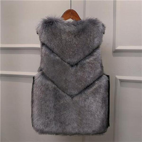 Autumn Winter Warm All-match Fur Vest Women's Leather Jacket Fashionable All-match Imitation Faux Fox Fur Waistcoat Stitching  Vest Short Jacket Slim