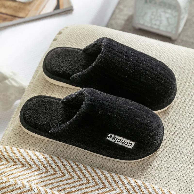 Autumn and Winter Pure Cotton Slippers Indoor Non-slip Soft-soled Shoes Warm Simple Plush Cotton Shoes