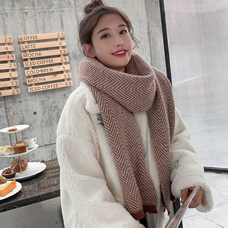 Cashmere Scarves Lady Winter Thicken Warm Soft Pashmina Shawls Wraps Female Knitted Wool Scarf