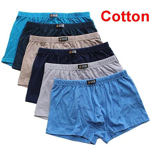 6 Pack Men's Cotton Underwear Middle-aged Youth Boxer Shorts Mid-waist Loose Breathable Boxer Briefs