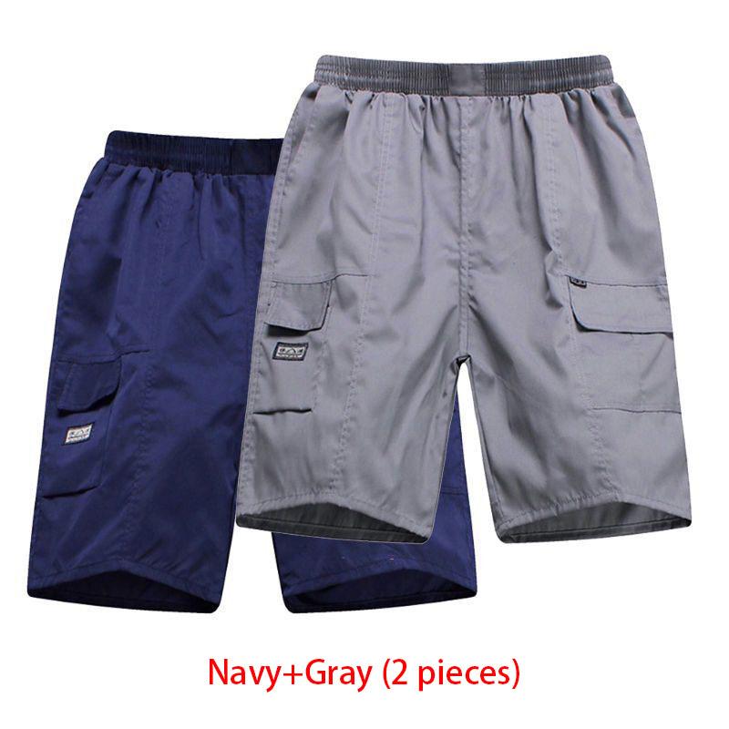 (2 Pieces) Summer Middle-aged Men's Loose Shorts Dad Wear Middle-aged Five-point Pants Elderly Casual Pants Beach Pants