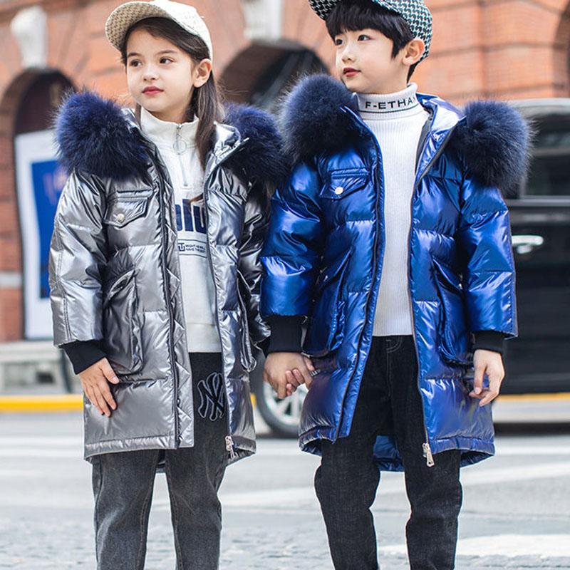 Winter Coats Girls Clothes Snowsuit Jacket Waterproof Outdoor Hooded Down Jacket Boys Kids Parka with Fur Collar Outwear4-13 Years