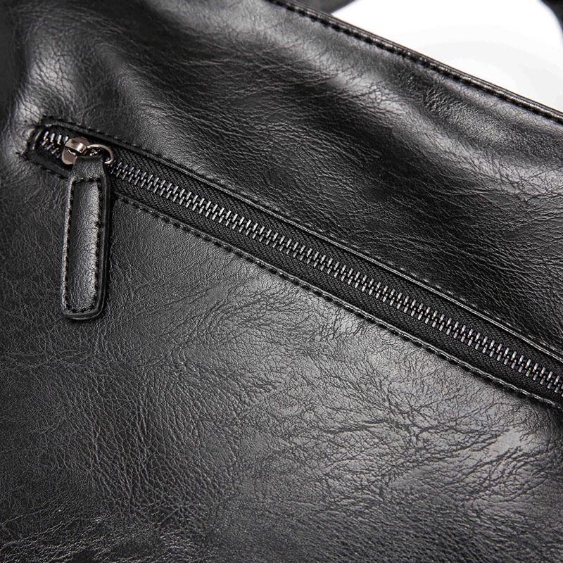 Business Briefcase Men Black Leather Zipper Crossbody Shoulder Computer Bags Waterproof  Handbag