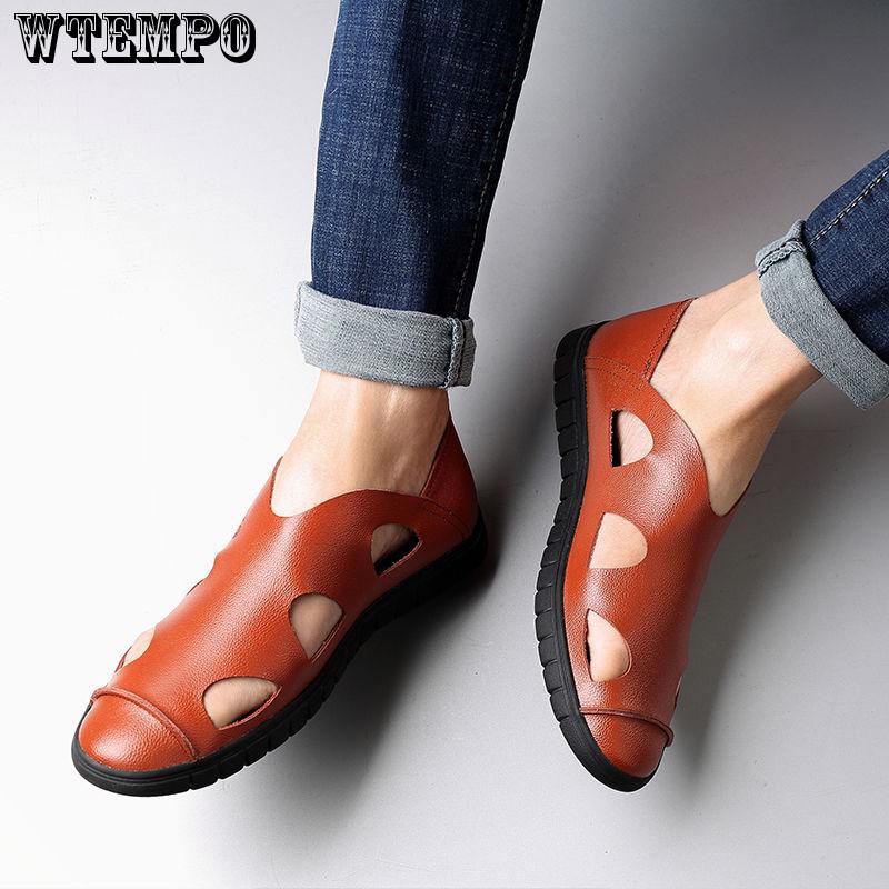 Sandals Summer Men's Quality Shoes Leather Men Sandals Comfortable Slip on Slippers