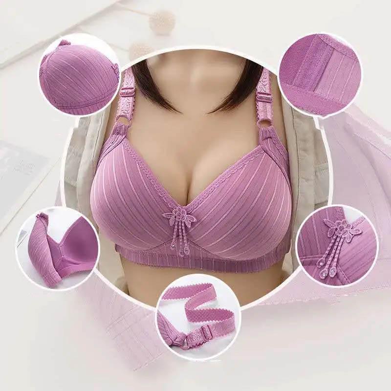 Large Size Thin Section Gathered No Steel Ring Anti-glare Simple Sexy Soft Underwear Collection Auxiliary Breast Anti-sagging Adjustment Ladies Bra