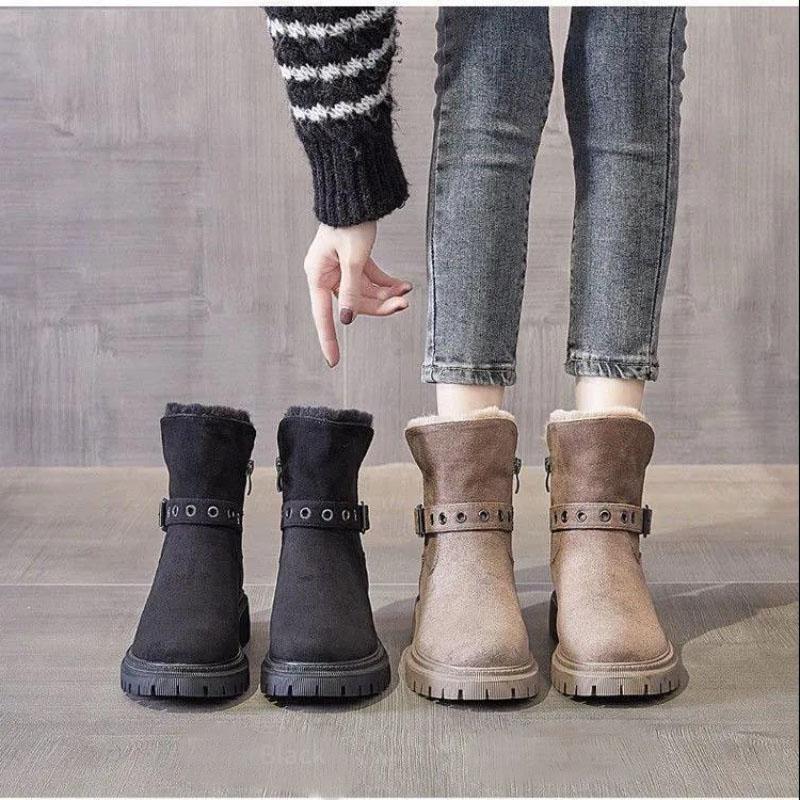 Winter Snow Boots Women's Fur One Warmth In Tube Shoes Plus Velvet Padded Non-slip Cotton Shoes for winter