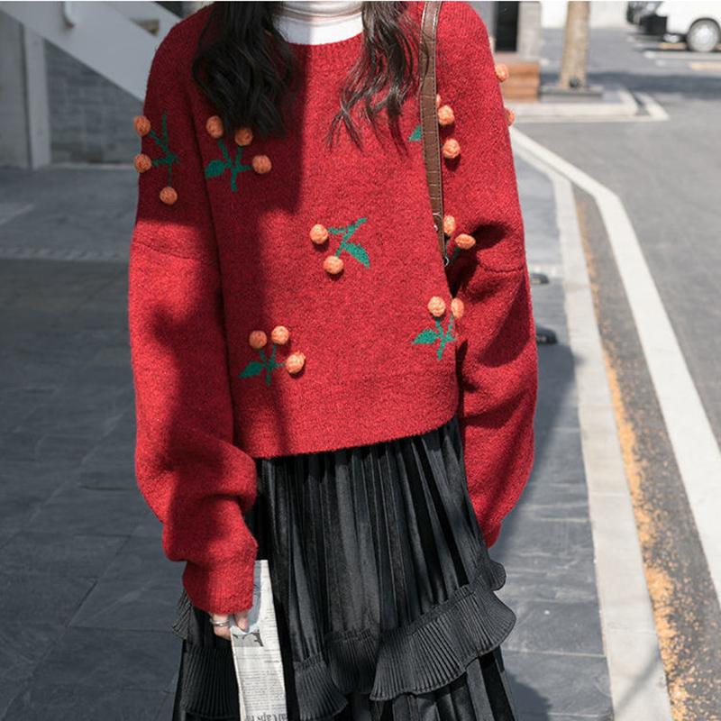 Autumn Winter  Women Fashion Sweater Casual Knitting Sweater  Round Neck Pullovers Loose Casual Long Sleeve Sweater