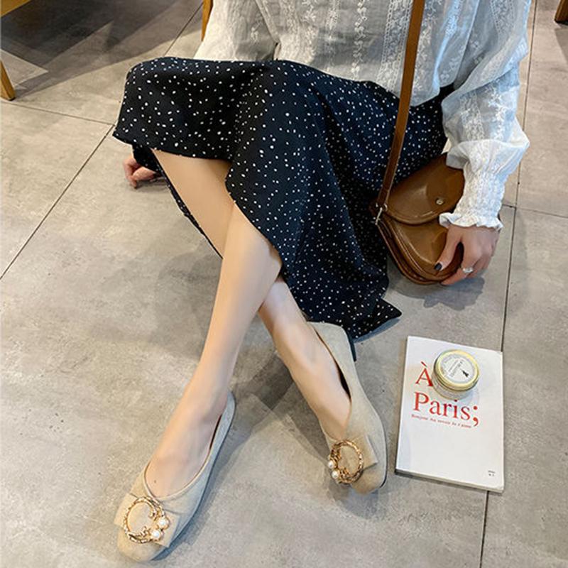 Fairy Shallow Mouth Single Shoes Female Spring Korean Student Basic Pearl Peas Shoes A Pedal Gentle Women's Shoes