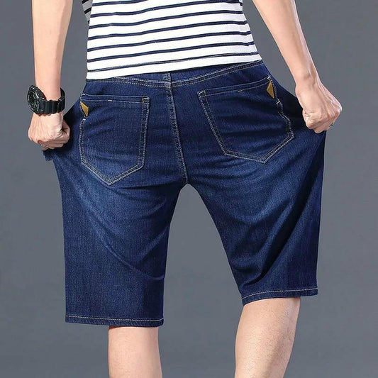 Summer Thin Plus Fat Plus Size Denim Shorts Men's Loose Stretch Casual Five-point Pants Fat Guy