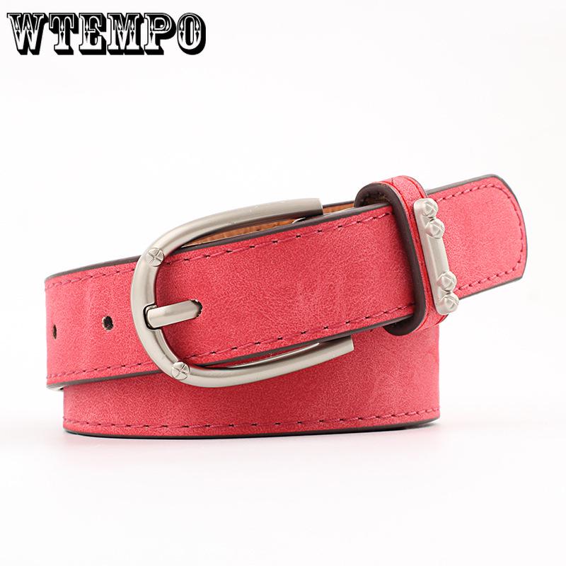 Fashion Concise Accessories Ring Belt Women Pu Leather Pin Buckle Flat Belt