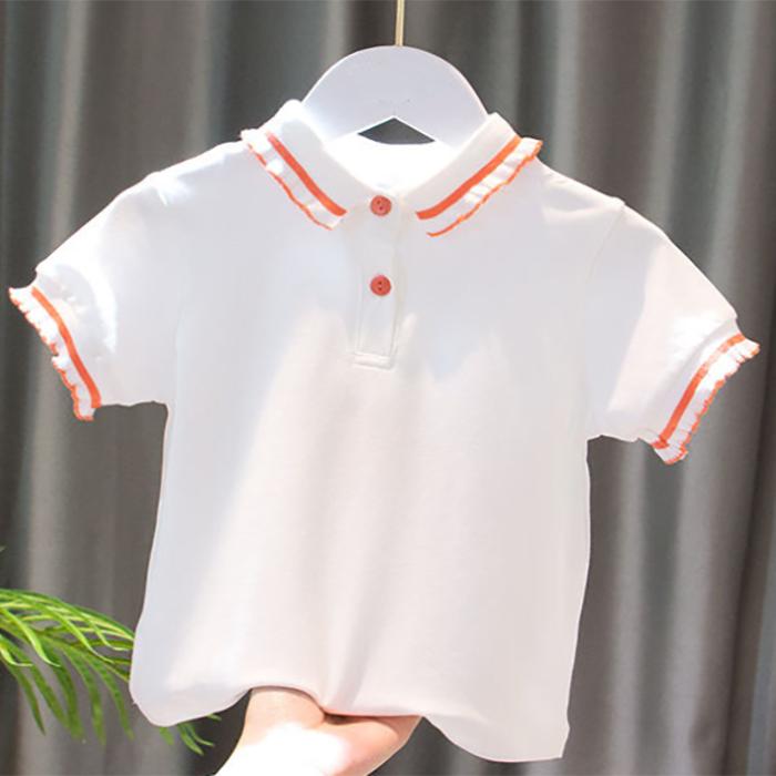 Summer Kids Cute Solid T Shirts Short Sleeve Tops Korean Style O-neck Loose T Shirts For Children Girls