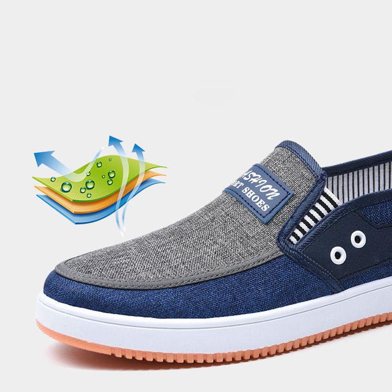 Tendon Bottom Male Old Beijing Cloth Shoes Denim Canvas Shoes Flat Casual Non-slip Wear-resistant Low-top Sneakers