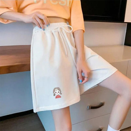 Women's Cute Print Shorts Summer Loose Wide-leg Sports Short Pants Thin Five-point Pants Girls Show Thin  Casual Shorts Ins Short Pants