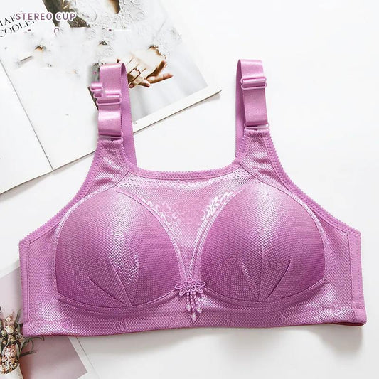 Thin Gathered Anti-sagging Anti-exhaust Adjustment Comfortable Underwear Women's Bra No Steel Ring Large Size Underwear