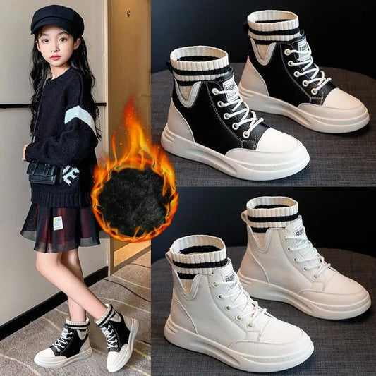 Girls Martin Boots Autumn Winter Plus Cashmere Children's Short Boots Autumn and Winter Plus Cashmere Girls Shoes