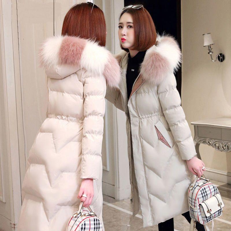 Down Cotton Clothing Women's Jacket Winter Waist Thickening Cotton Long Paragraph Knee Cotton Jacket