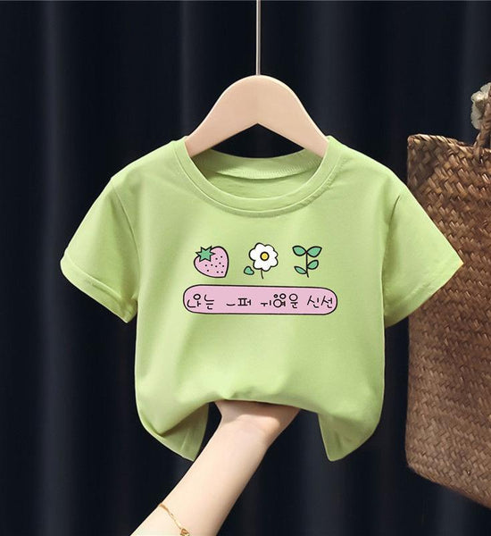 Summer Kids Cute Printing T Shirts Short Sleeve Tops Korean Style O-neck Loose T Shirts For Children Girls