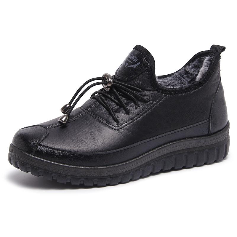 New Women Plus Velvet Sports Shoes Thickened Fashion Casual Leather Non-slip Sneakers