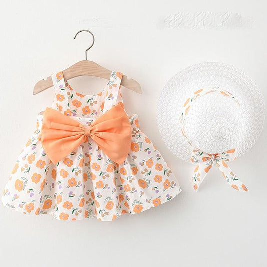 Children Dress Spring Summer Sling Kids Clothing Baby Girls Clothing Printing Sleeveless A-line Pleated Floral Dress Girl