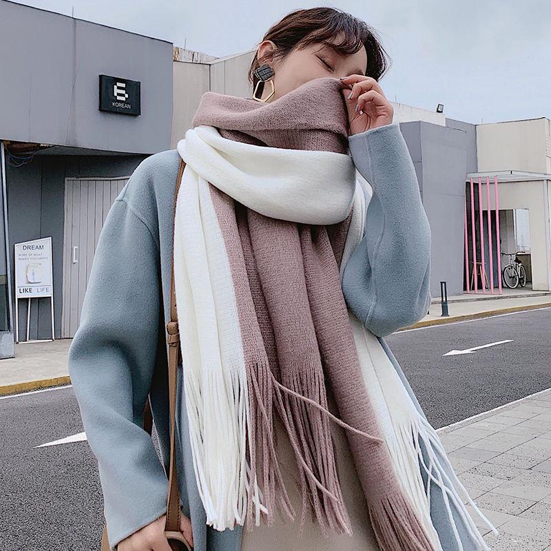 Women Shawl Scarf Autumn Winter Fashion Stripe Pashmina Scarves Warm Tassel Hijab Stole Scarfs