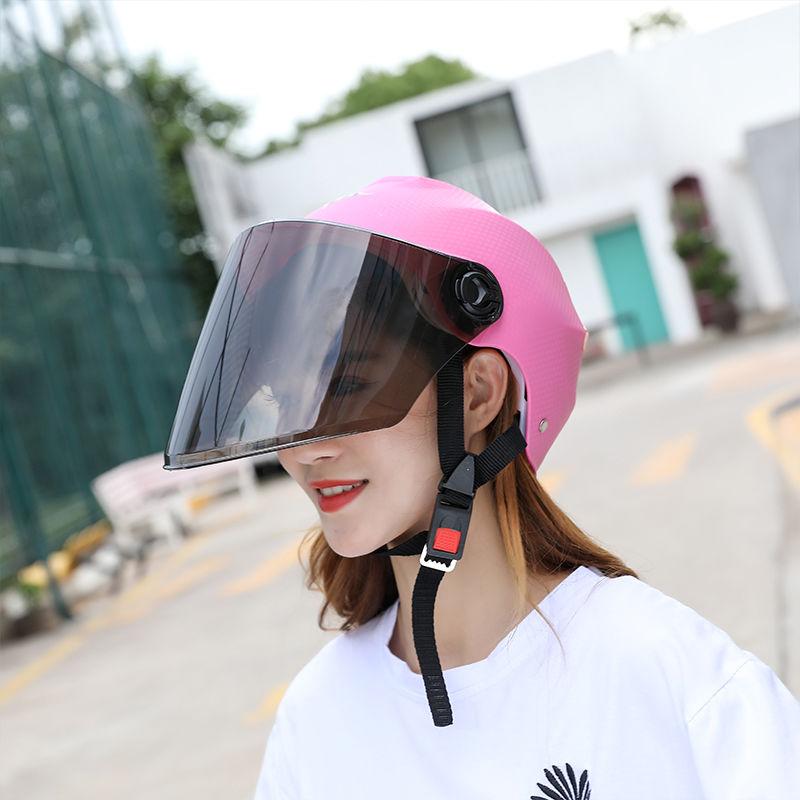 Summer Unisex Battery Car Helmet Four Seasons Breathable Lightweight Sun Protection Helmet Sunscreen Motorcycle Half Helmet