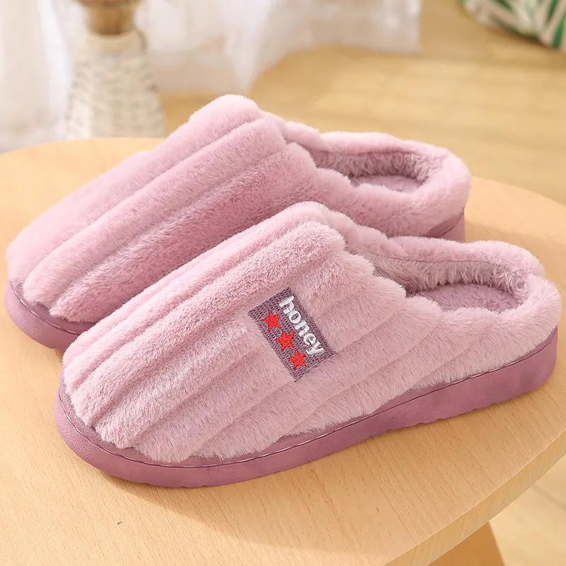 Winter Cotton Shoes Women Platform Slippers Plus Size Thick Warm Slides Mens Indoor Casual Non Slip Slipper