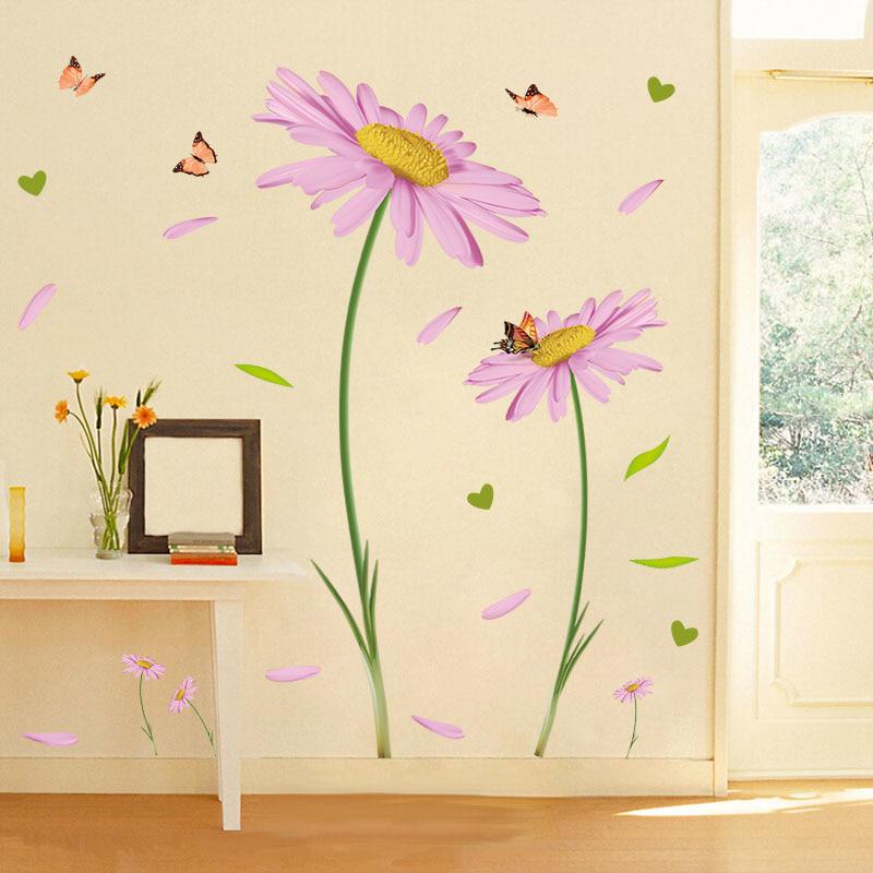 [sticker ]Large Size Flower Butterfly Wall Stickers Home Decor Living Room Bedroom Kitchen Children