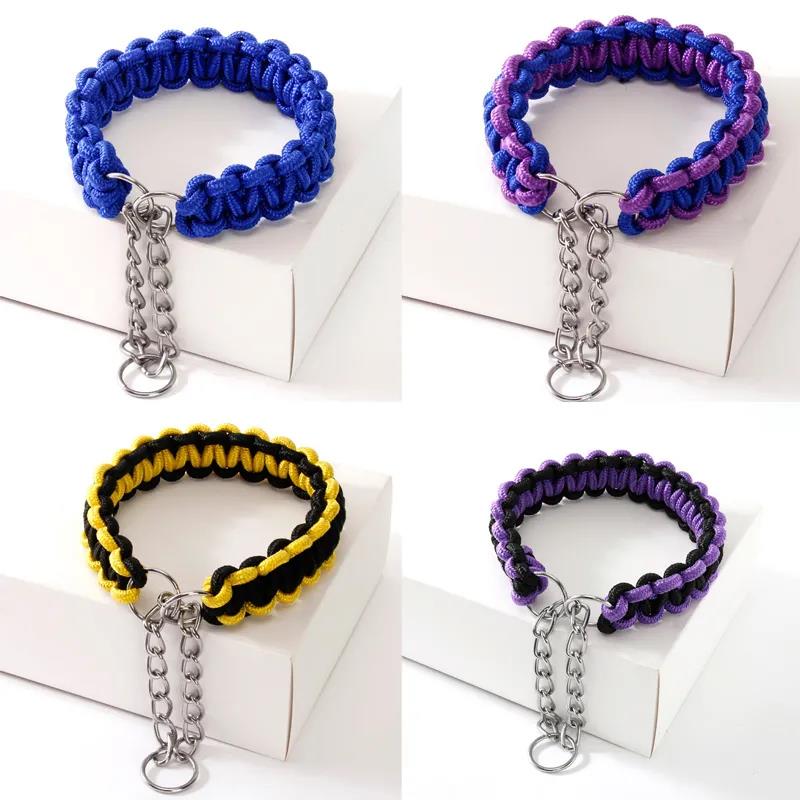 Dog Collar Labrador Chain Collar Puppy Necklace Adjustable Knitted Collar Pet Neck Medium Large Dog Walking Collar Pet Leash