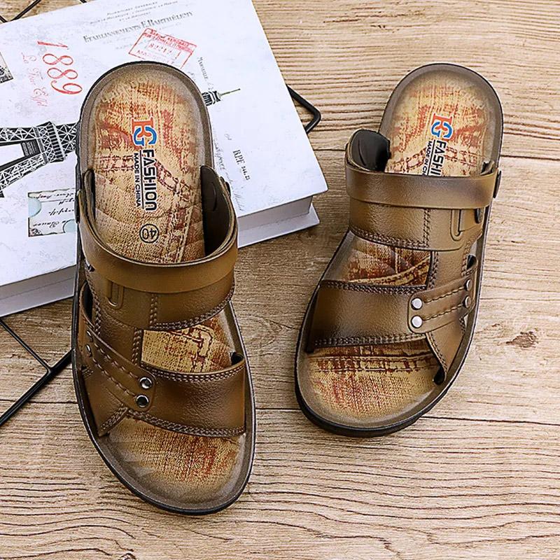 Summer Sandals Oil Spray Men's Sandals Go Out Beach Shoes Breathable Sandals Soft Bottom Slippers Dual-use Flip-flops Casual Waterproof Sandals