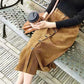 Corduroy A-line Skirt Women Loose Fall/winter Single-breasted Plus Size Skirt High-waisted Corduroy Long Skirt with Pockets