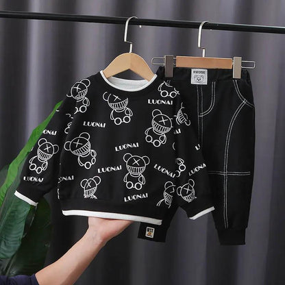 Baby Spring Clothing Suit Boys Spring and Autumn Children's Clothing Two-piece Children's Clothes Printing Comfortable Breathable Soft Two-piece Set