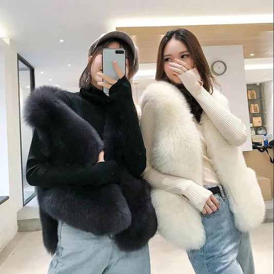 Fur Vest Women's Short Autumn and Winter Imitation Fox Fur Vest Slim Fashion Vest Coat