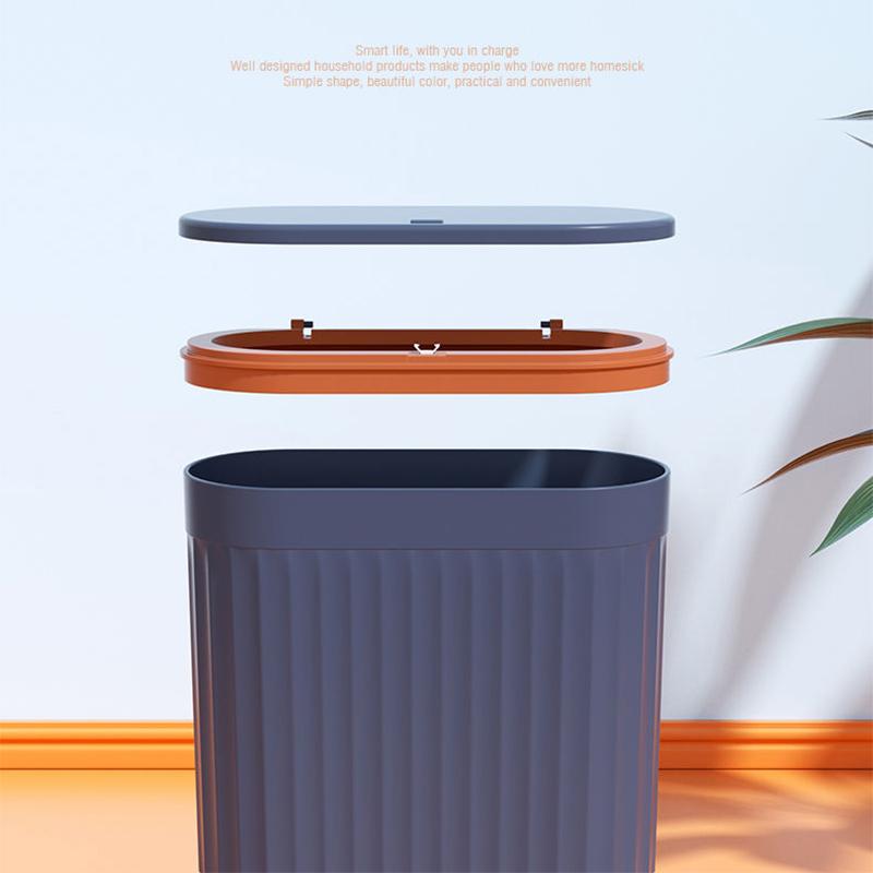 Trash Can Home Living Room Creative with Cover Kitchen Toilet Bathroom Press Elastic Cover Narrow Slit Tube Large