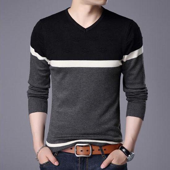 Sweater Mens Pullover Striped Slim Fit Jumpers Pull Homme Cashmere Sweater Casual Men Clothes